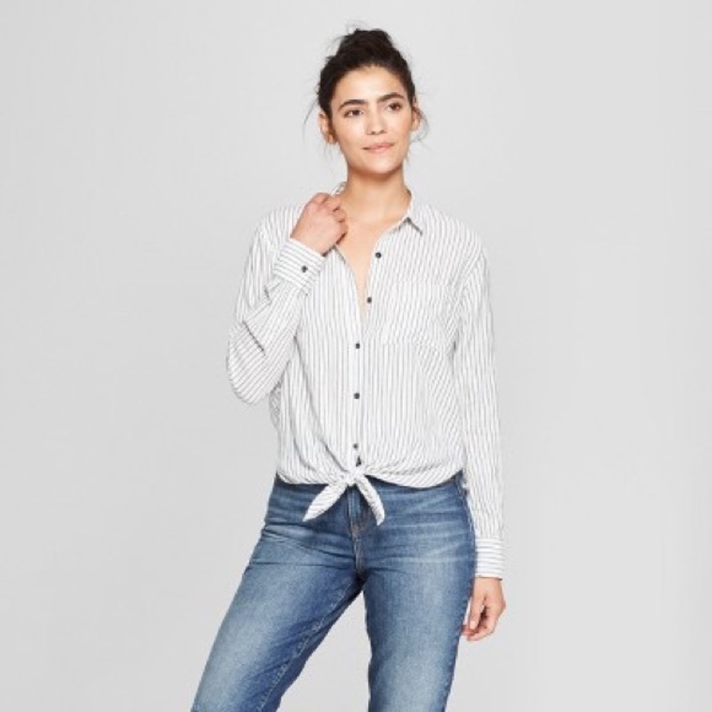 Universal Thread button down slouchy striped shirt size XL